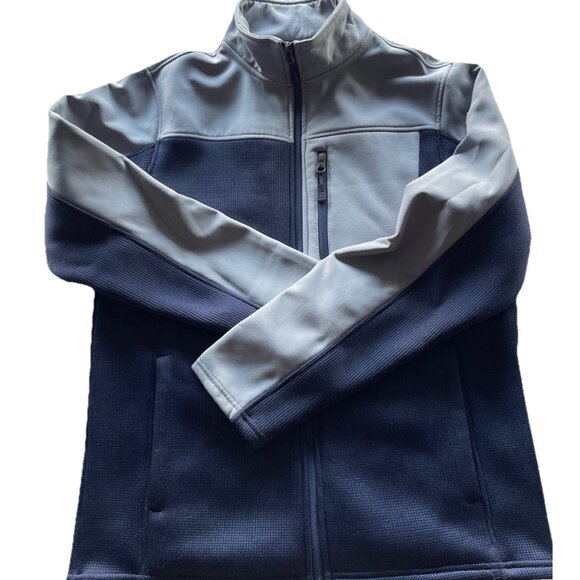 Swiss Tech Full Zip Neck Fleece Jacket Sweater Navy Pullover Mens sz small 34-36 - Picture 1 of 16